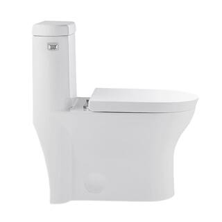 Swiss Madison Monaco 1-Piece 1.28 GPF Elongated Left Side Single Flush Handle Toilet in Glossy White SM-1T109