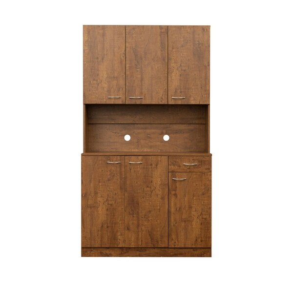 Modern Tall Wardrobeand Cabinet，with 6 Doors，1 Open Shelf and 1 Drawer - - 37291633