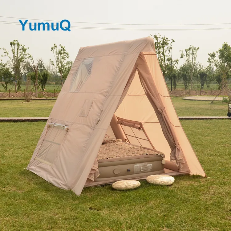 YumuQ 4m Best Selling Automatic Big Inflatable Air Bell Glamping Camping Tent Cotton Canvas For 10 Persons