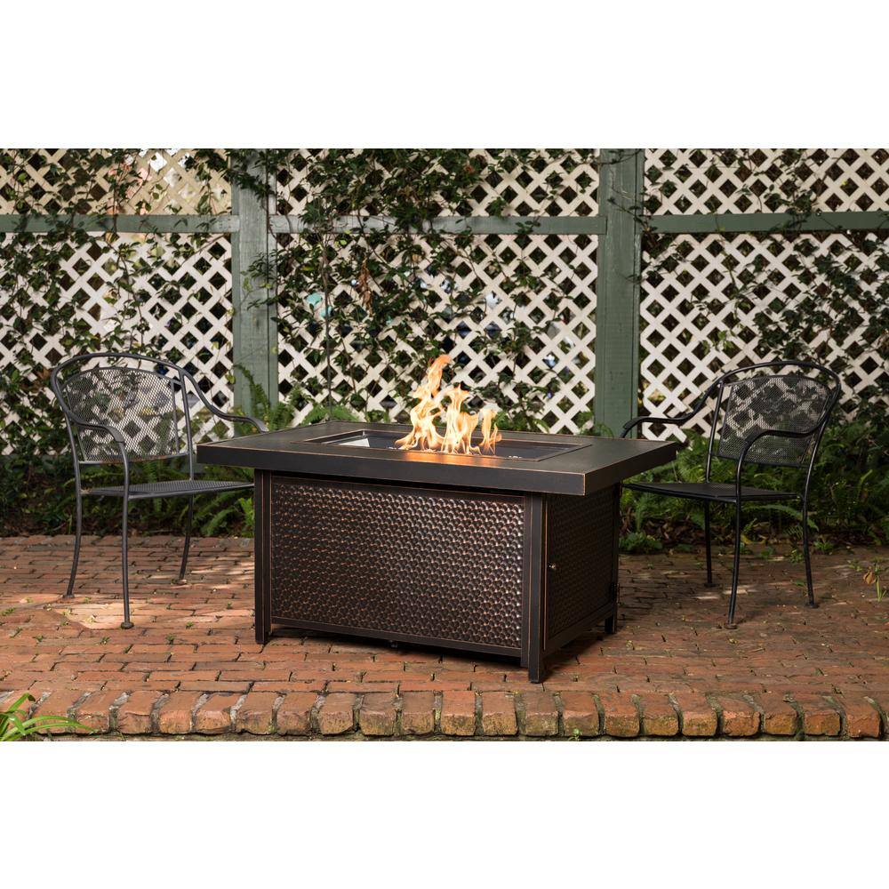 Fire Sense Weyland 48 in. x 24 in. Rectangle Aluminum LPG Fire Pit Table in Antique Bronze 62750