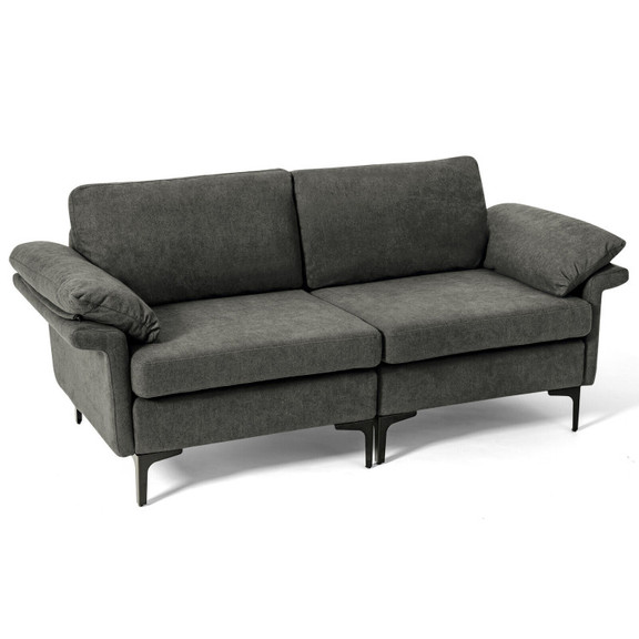 Costway 37821496 Modern Fabric Loveseat Sofa for w...