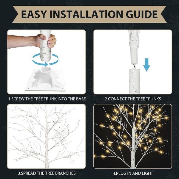 4 FT 48 LED/5 FT 72 LED/6 FT 96 LED Artificial Lighted Birch Tree