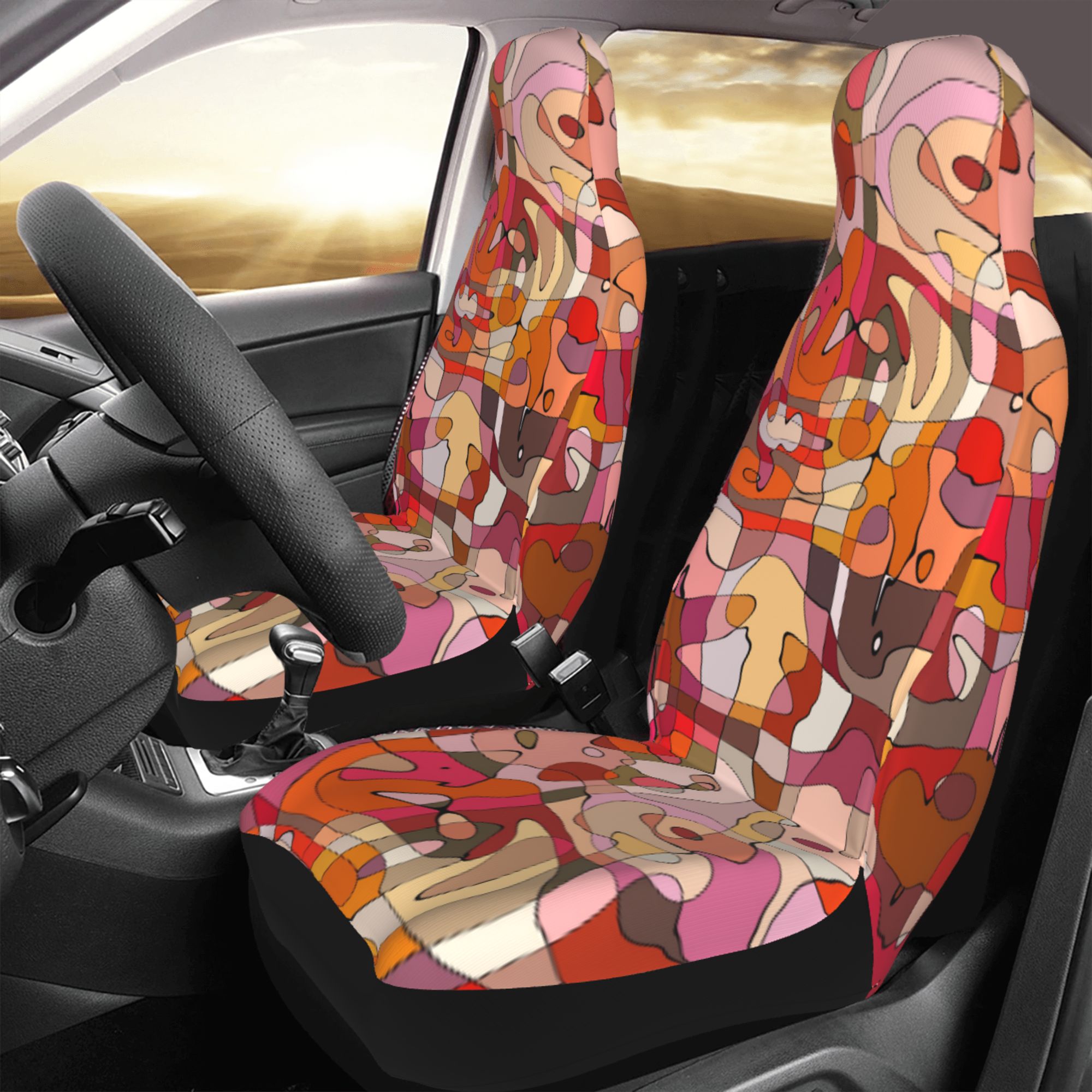 ZICANCN Car Seat Cover Abstract Geometric Lines Car Front Seat Covers Protectors ， Automotive Seat Covers for Cars Trucks Suv