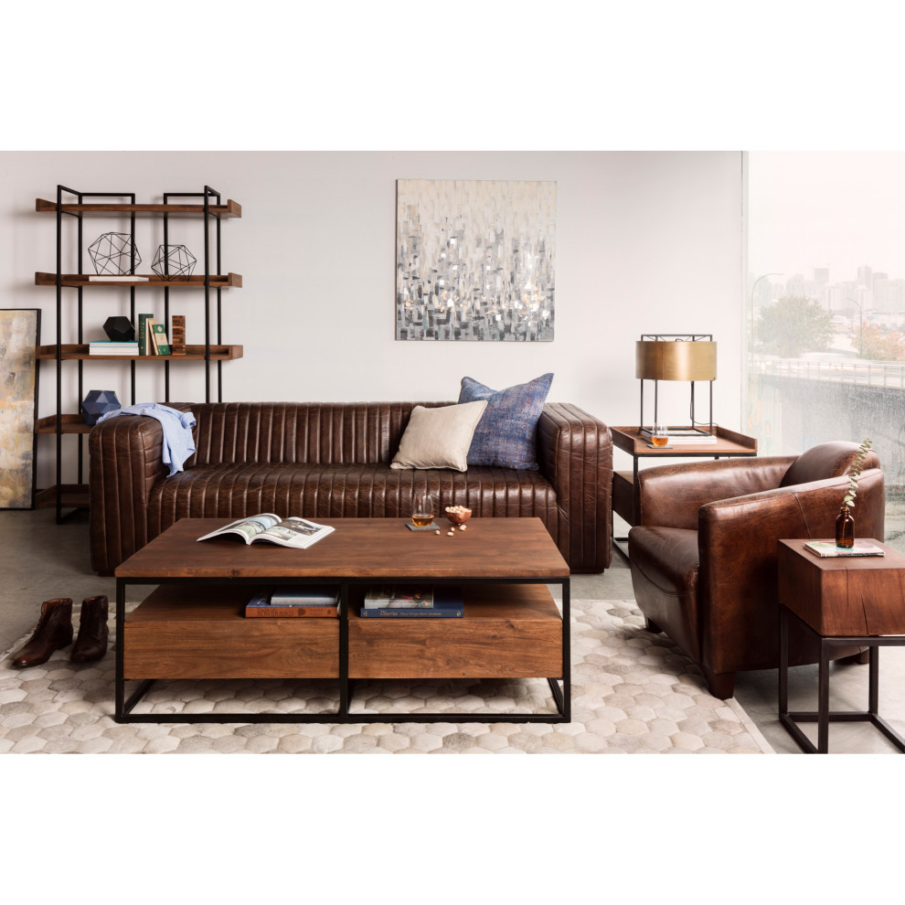 52 Inch Coffee Table Brown Industrial Moe  x27s Home   Industrial   Coffee Tables   by Sideboards and Things  Houzz