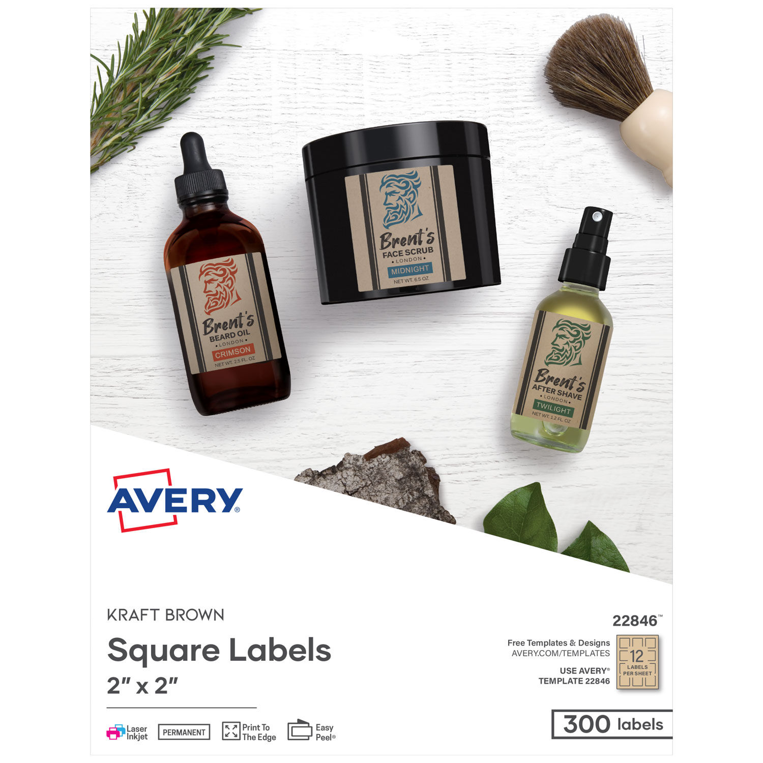 Square Print-to-the-Edge Labels by Averyandreg; AVE22846