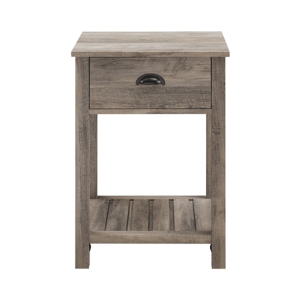 Farmhouse Single Drawer Open Shelf End Table