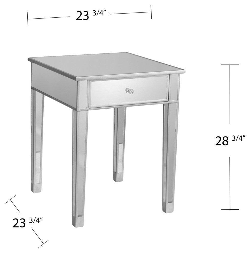 SEI Furniture Montrose Painted Silver Wood Trim Mirrored Accent Table   Contemporary   Side Tables And End Tables   by SEI  Houzz