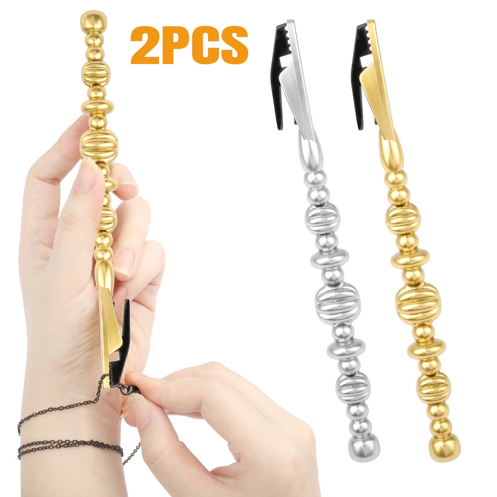 2pcs Bracelet Buddy, EEEkit Jewelry Bracelet Helper, Bracelet Fastener Gadget, Bracelet Wearing Aid Tool, Bracelet Mate for Easily Wearing Necklace Watch Jewelry, Golden and Silver