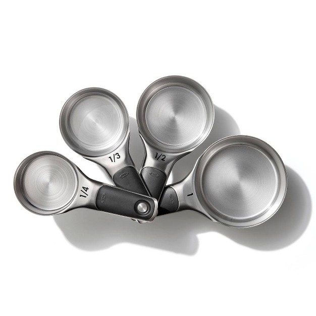 Oxo 4pc Stainless Steel Magnetic Measuring Cups Set Black