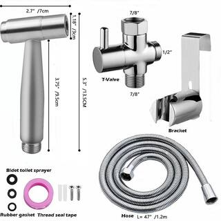 Tileon Non- Electric Handheld Bidet Sprayer for Toilet Single Handle Bidet Attachment in. Brushed Nickel AYBSZHD1359