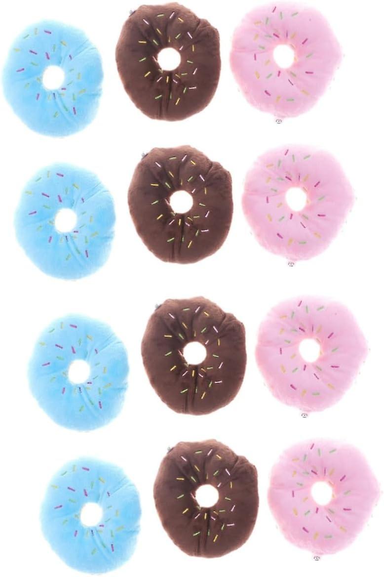 24 Pcs Dog Boredom Toy Puppy Donut Dog Toy Pet Chew Toy Durable Interactive Dog Toy Squeaking Sound Toy Plushes Dog Doughnut Toy Fluffy Stuffed Animal