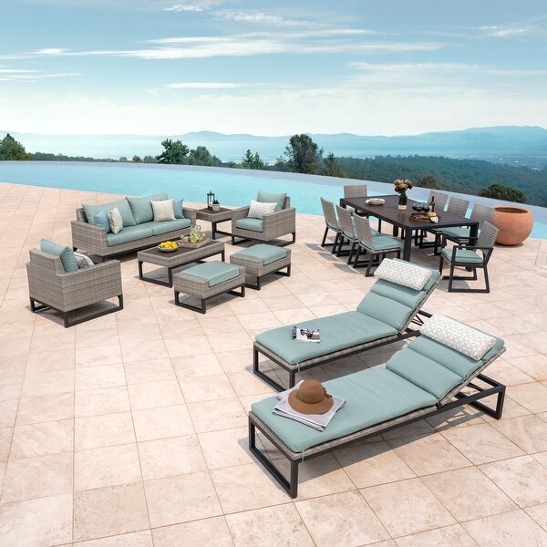 Milo Grey 18 Piece Sunbrella Outdoor Patio Estate Set