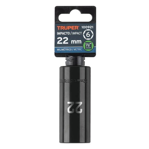 Truper 100921 1/2 drive  22mm  deep impact socket