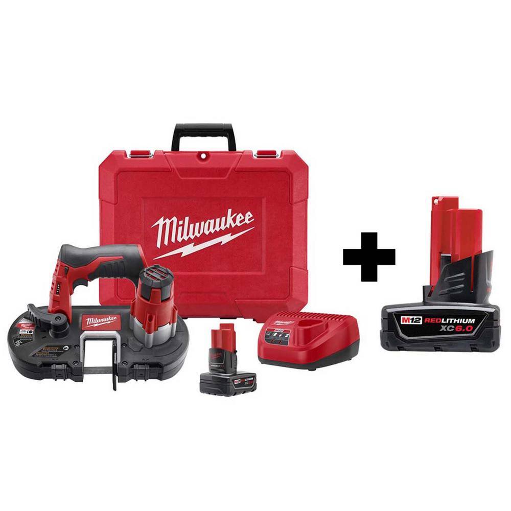 MW M12 12V Lithium-Ion Cordless Sub-Compact Band Saw XC Kit W 6.0Ah Battery 2429-21XC-48-11-2460