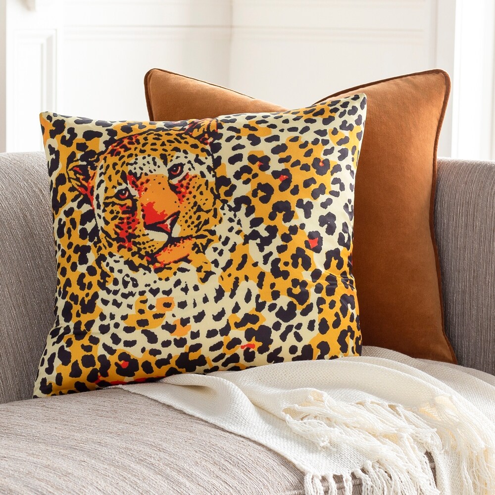 Artistic Weavers Mettawa Yellow Leopard Print Throw Pillow