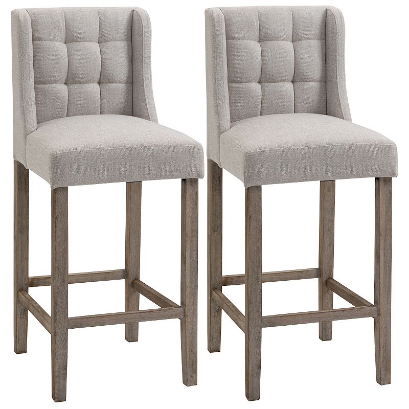 HOMCOM Modern Counter Bar Stools Tufted Upholstered Counter Chairs Set of 2