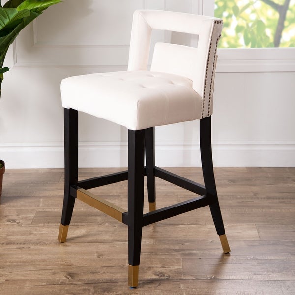 Abbyson Jemma Velvet Counter Stool with Gold Accents