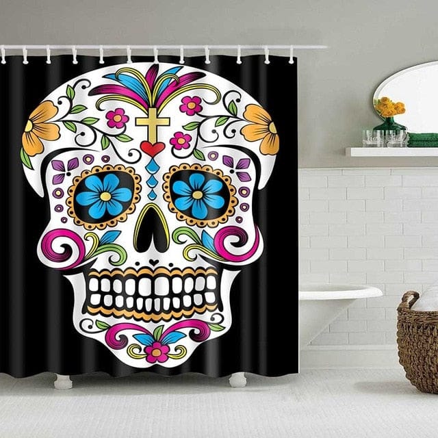 Skull Design Custom Waterproof Bathroom Curtain