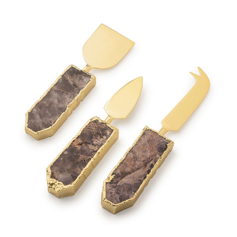 Brittany Amethyst Cheese Knives， Set of 3