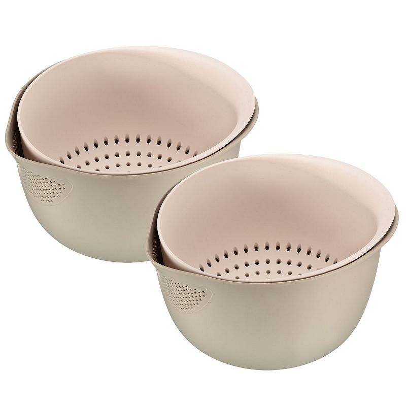 Fruit Vegetable Washing Colander Drain Basket Rice Washing Bowl， 2PCS