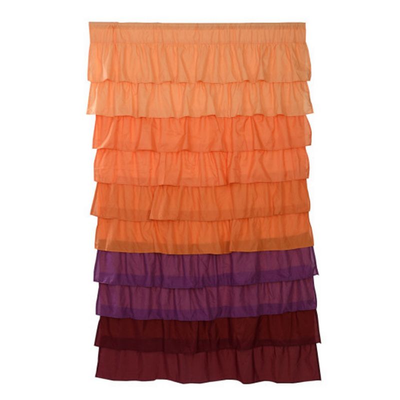 1 PC Ruffle 54X84 Sheer Curtain Panels Drapes Valances Rod Pocket Polyester-orange