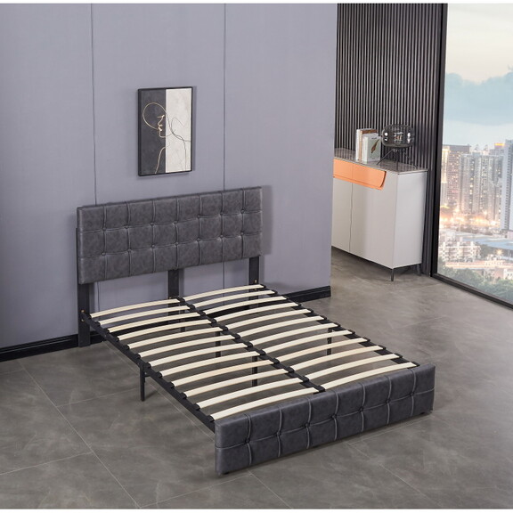 Full Size Bed Frame  Upholstered Platform Bed with...