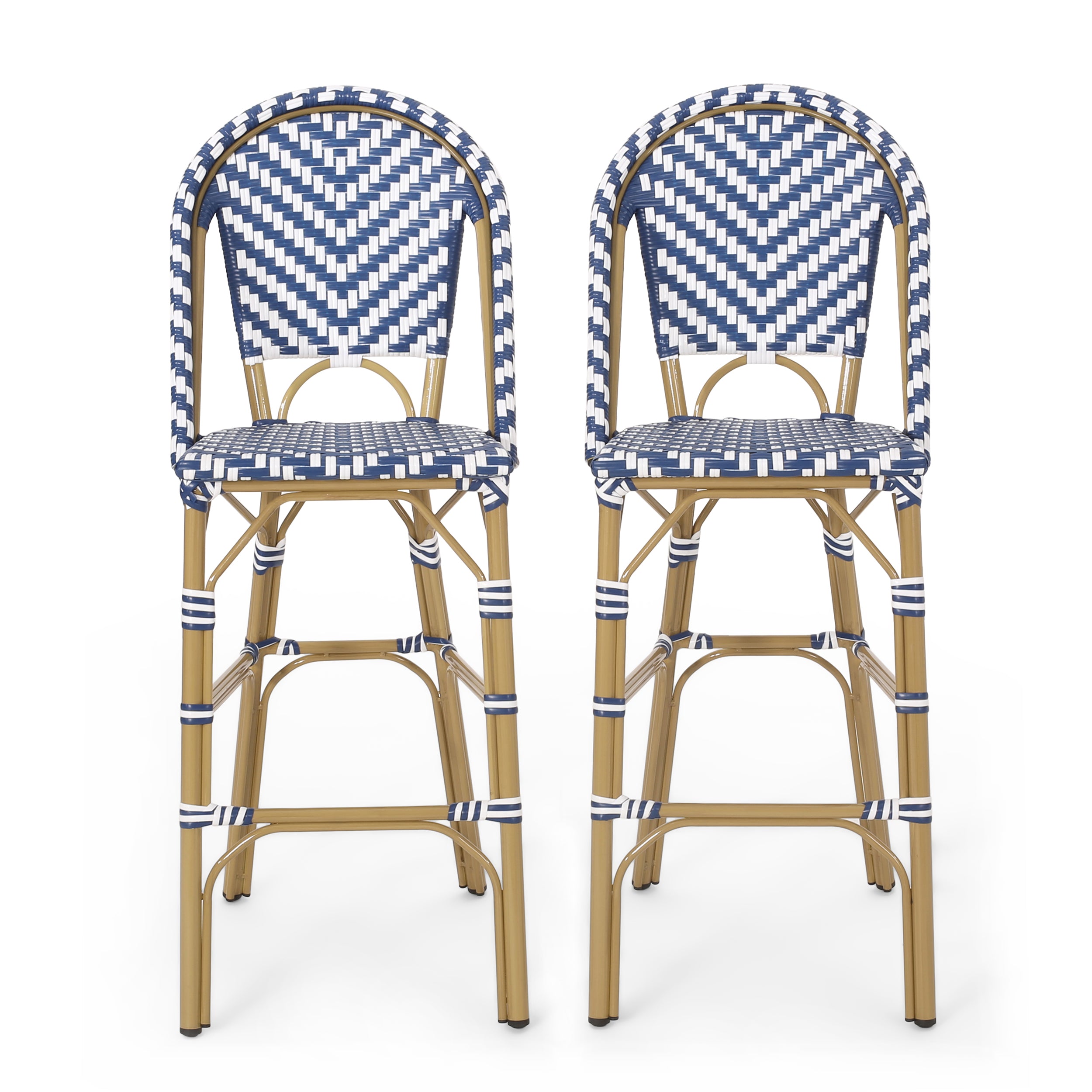 Grelton Outdoor Aluminum French Barstools, Set of 2