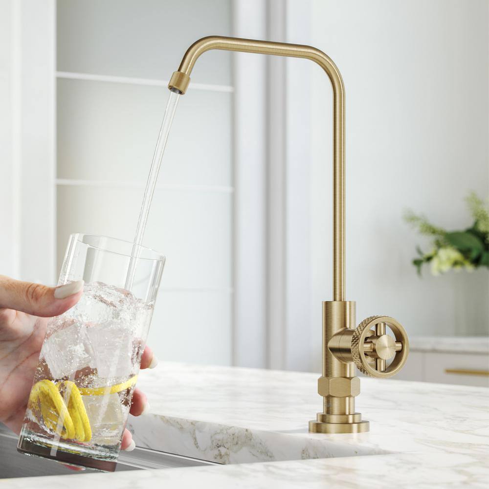 KRAUS Purita 2-Stage Under-Sink Filtration System with Urbix Single Handle Drinking Water Filter Faucet in Brushed Gold FS-1000-FF-101BG