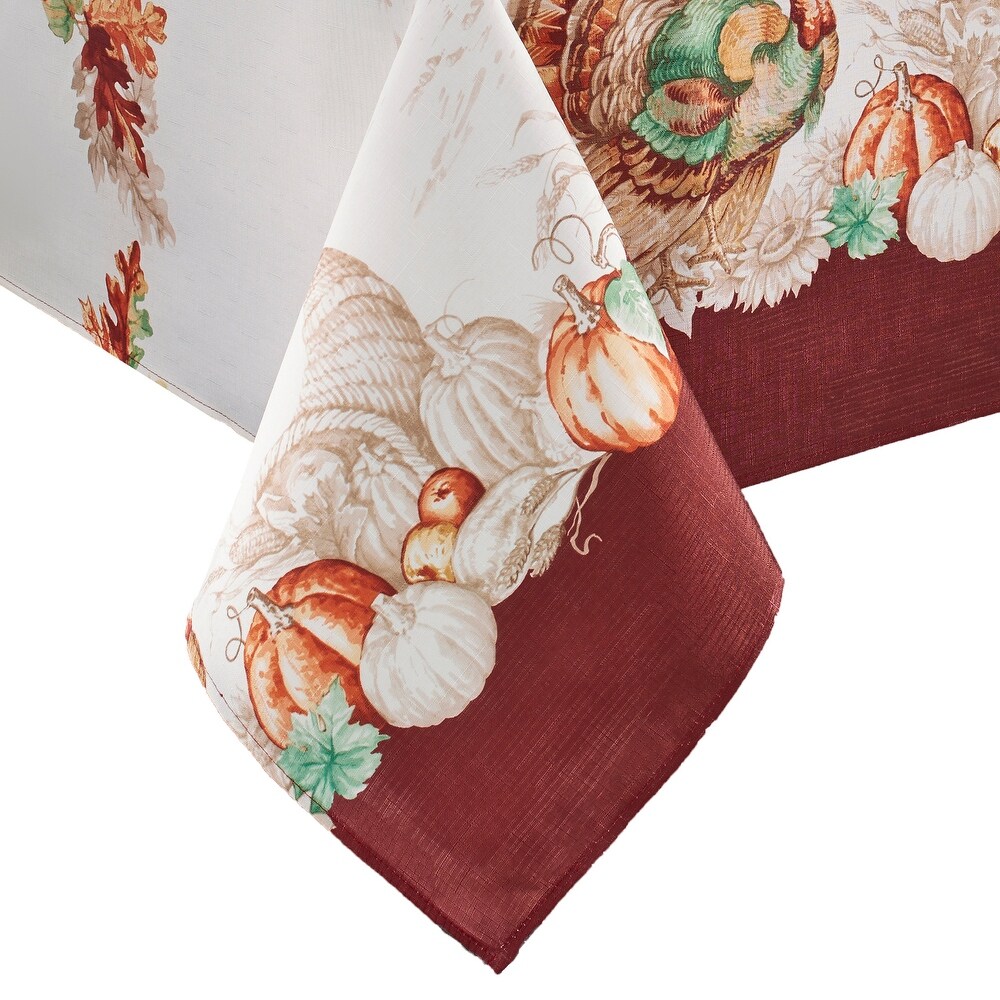 Holiday Turkey Bordered Fall Tablecloth