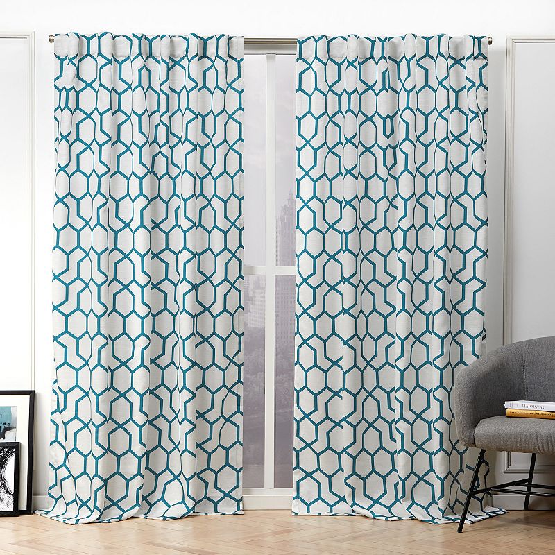 Nicole Miller NY 2-pack Hexa Geometric Print Hidden Tab Top Window Curtains