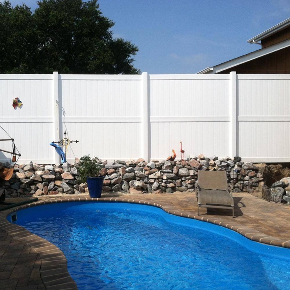 Weatherables Augusta 8 ft. H x 8 ft. W White Vinyl Privacy Fence Panel Kit PWPR-3R-8X8