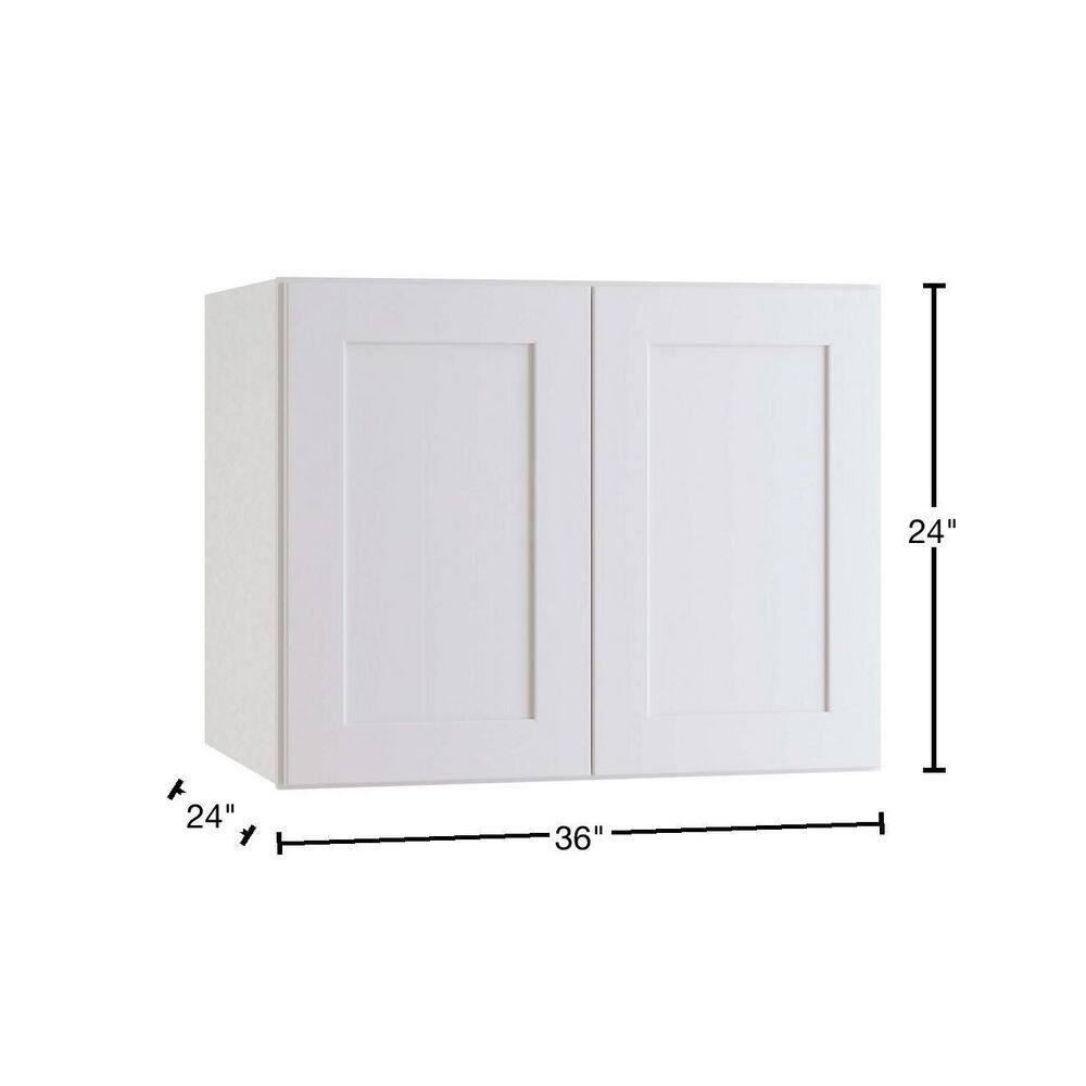 Home Decorators Collection Newport Assembled 36 x 24 x 24 in. Plywood Shaker Deep Wall Kitchen Cabinet Soft Close in Painted Pacific White W362424-NPW