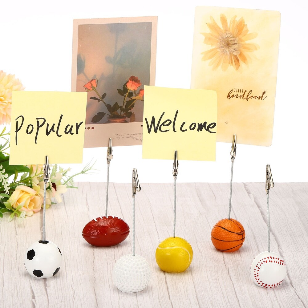 Place Card Holder  5 Pack Memo Clip Holder Stand Football Shape  Brown