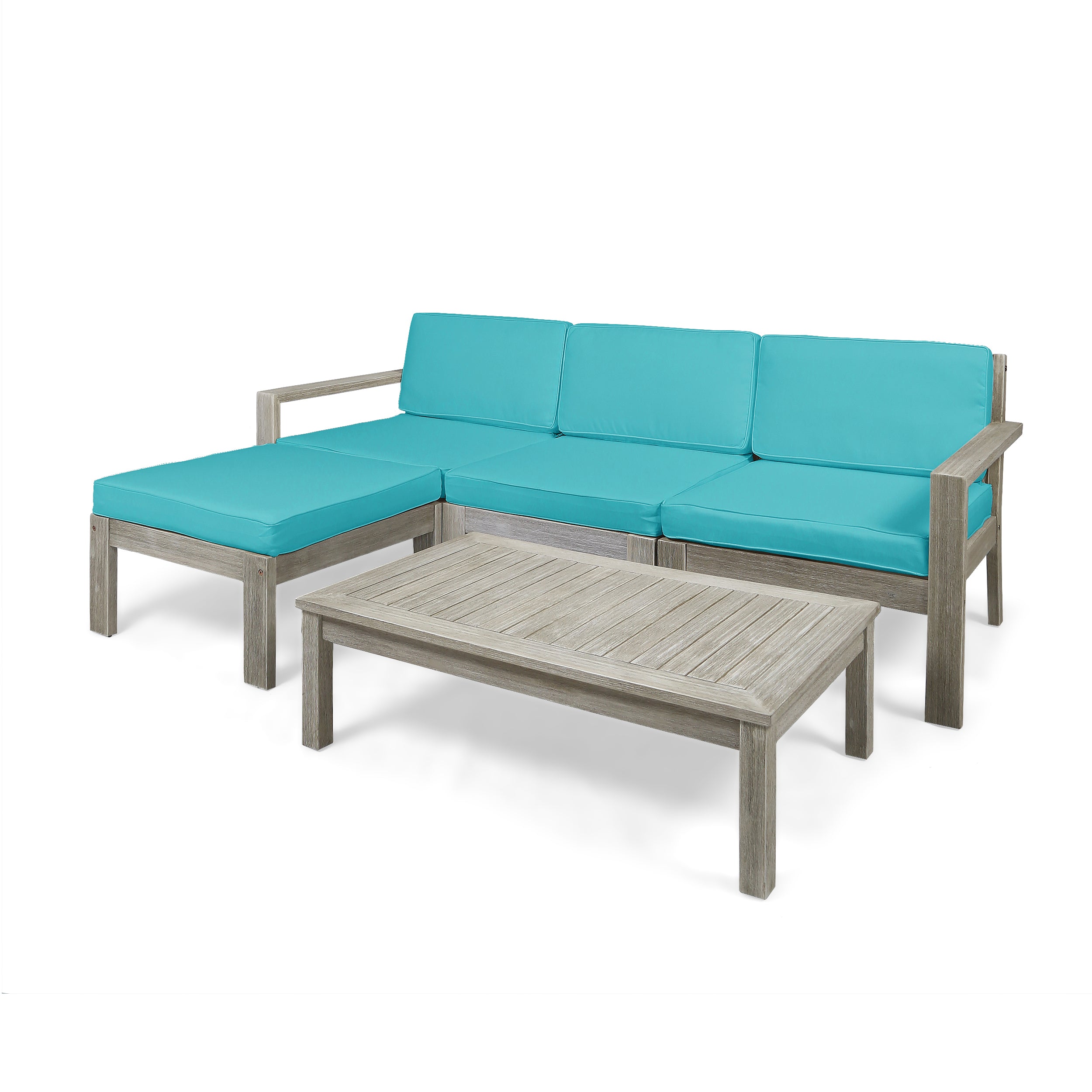 Makayla Ana Outdoor 3 Seater Acacia Wood Sofa Sectional with Cushions