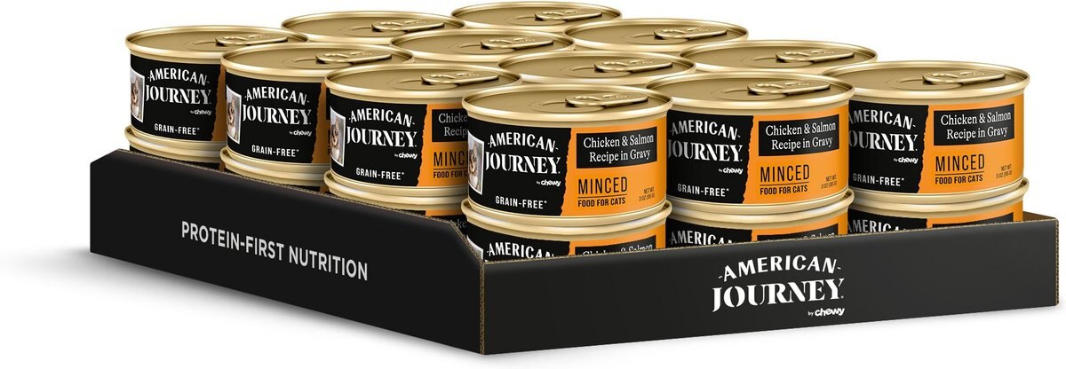 American Journey Minced Chicken and Salmon Recipe in Gravy Grain-Free Canned Cat Food