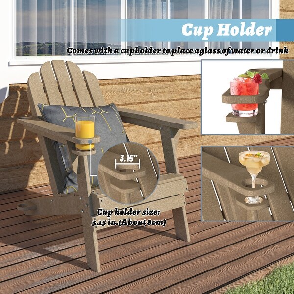 Casainc Traditional Curveback Plastic Patio Adirondack Chair with Cup Holder and umbrella holder Outdoor