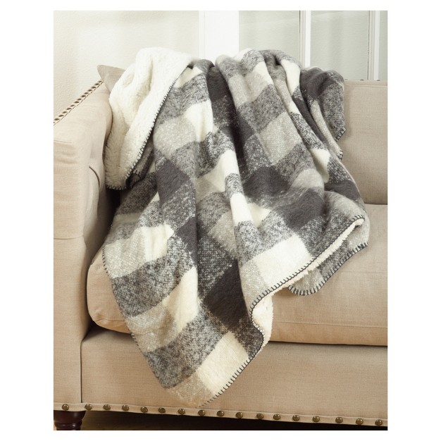 Faux Mohair Design Faux Shearling Throw Blanket Gray Saro Lifestyle