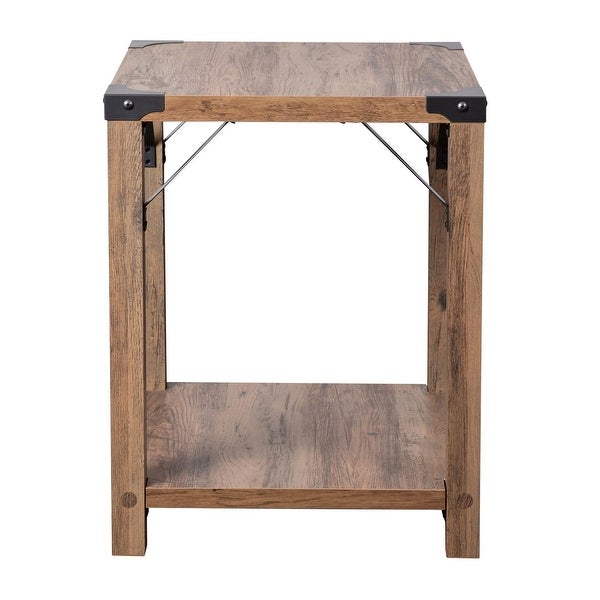 2-Tier Side Table with Metal Side Braces and Corner Caps