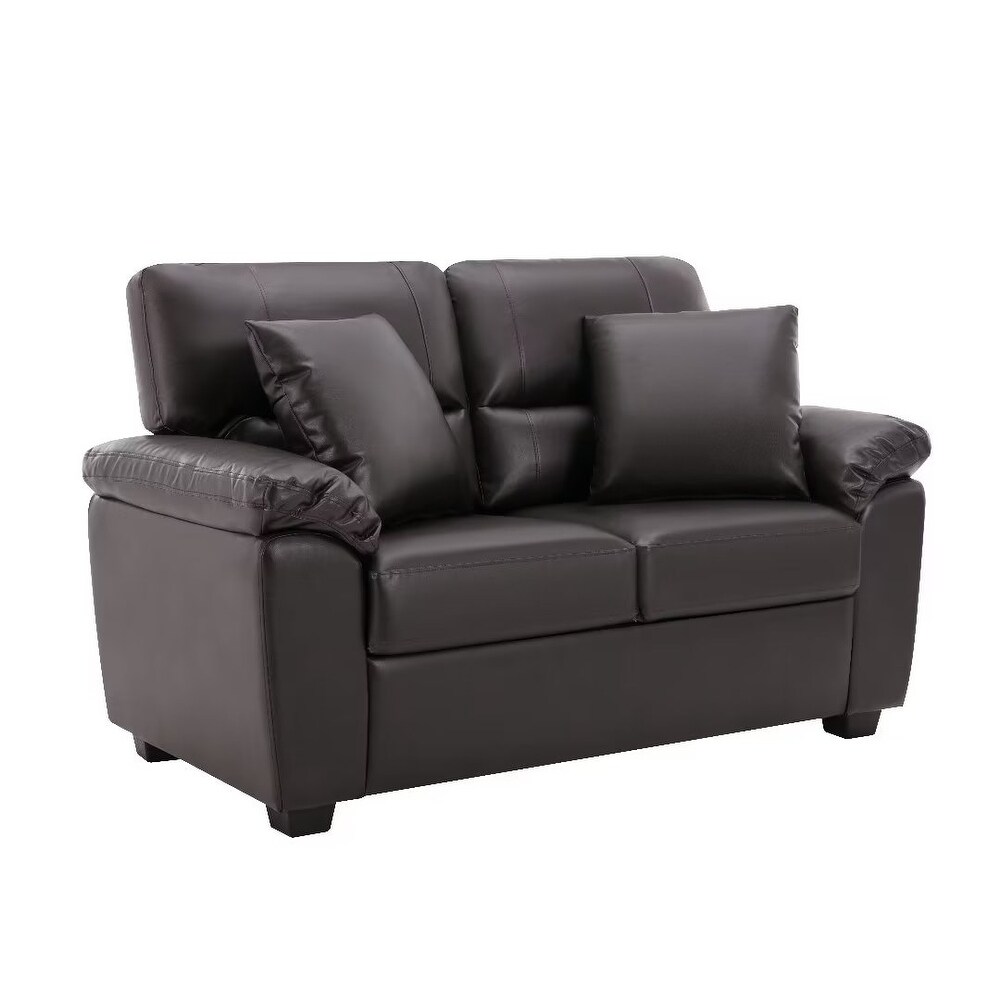 Morden Fort Upholstered Loveseats for Living Room Two Seater Sofa Faux Leather