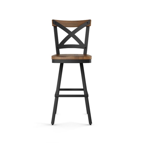 Amisco Jasper Swivel Counter and Bar Stool with Distressed Wood Seat