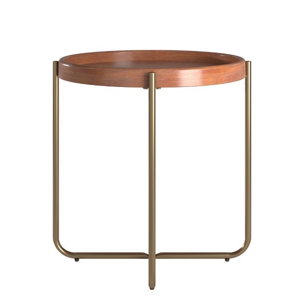 Herman End Table Metal And Wood Gold Finish Inspire Q