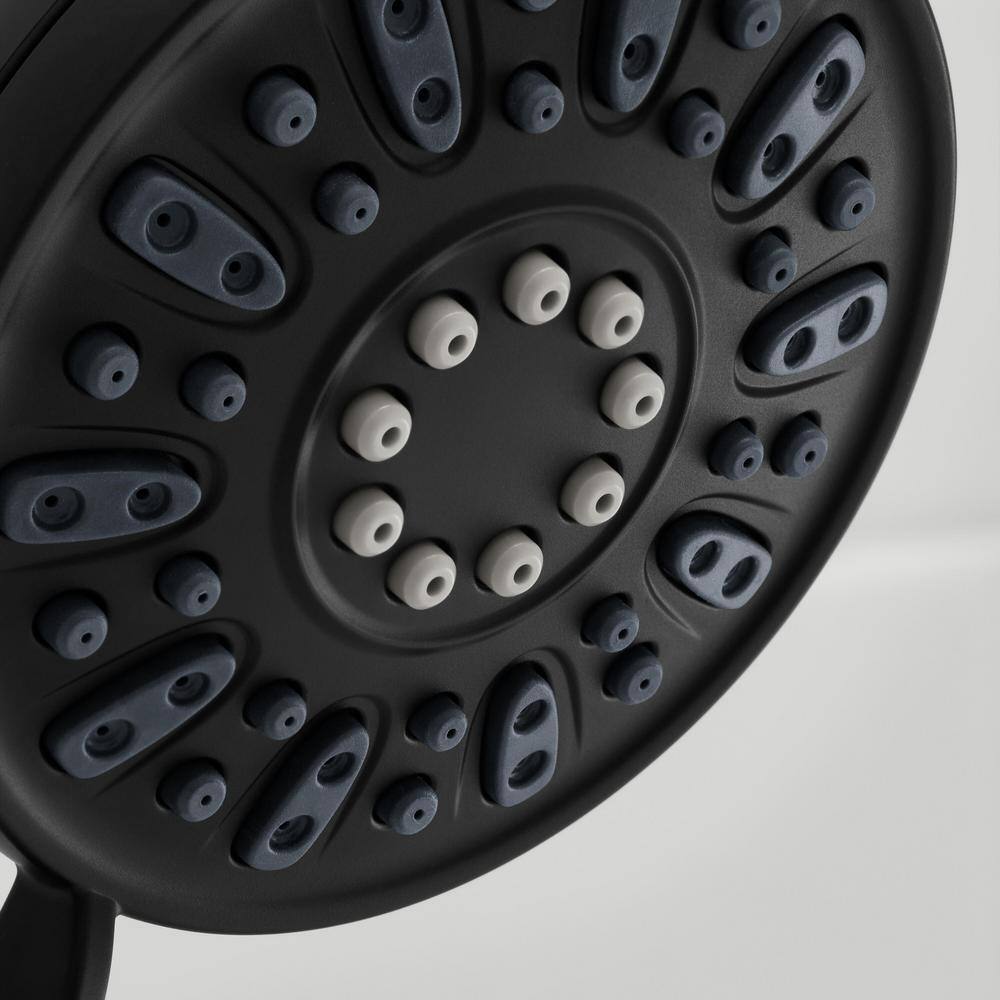 Glacier Bay 4-Spray Patterns with 1.8 GPM 3.5 in. Tub Wall Mount Single Fixed Shower Head in Matte Black HD51783-X010H