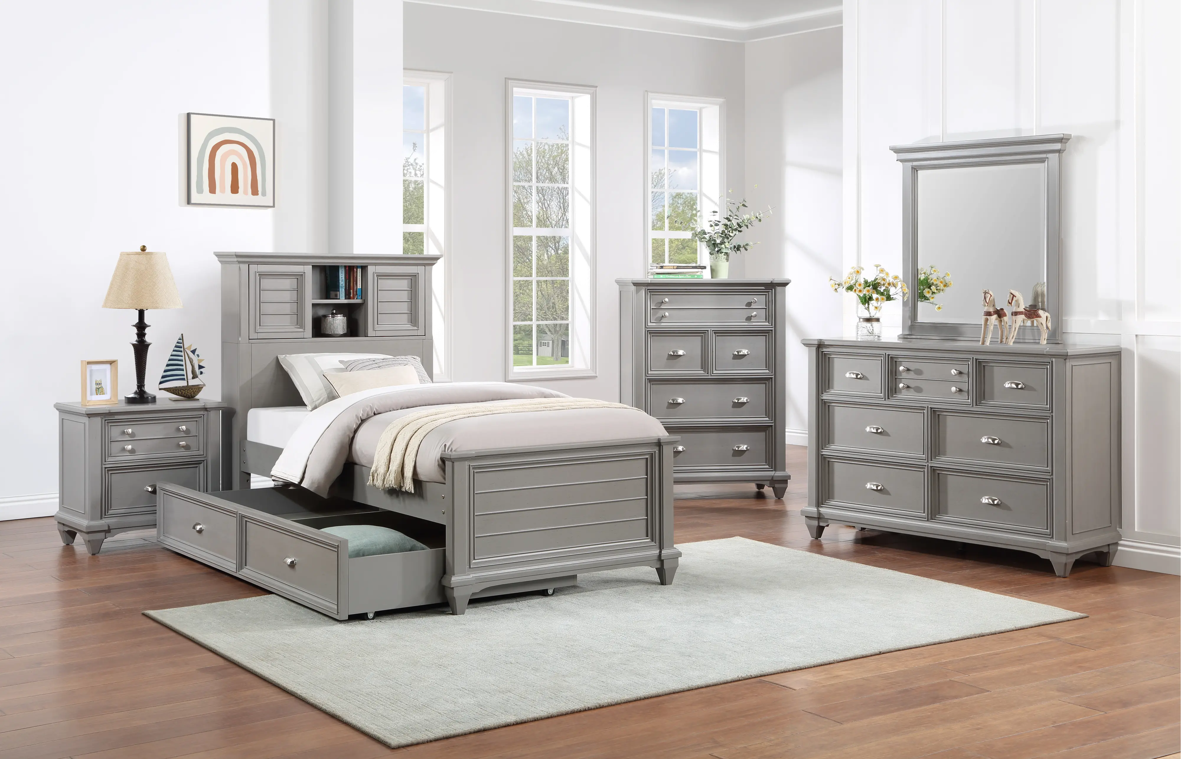 Harbor Hut Gray 5 Piece Twin Bedroom Set