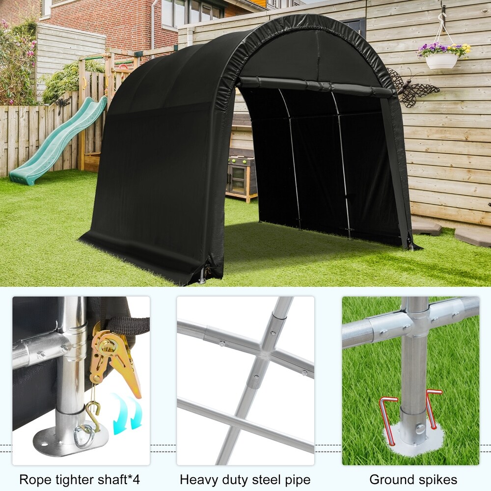 EROMMY Portable Garage  Heavy Duty Carport with  Steel Metal Frame and Round Style Roof