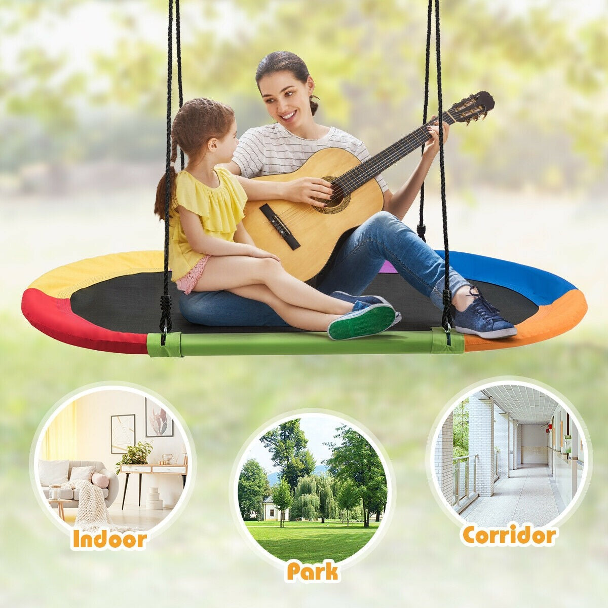 Costzon 60'' Giant Waterproof Platform Saucer Tree Swing Set, 700 lb Weight Capacity