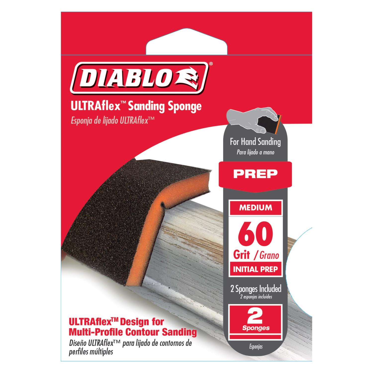 Diablo Ultraflex 7 in. L X 4-4/5 in. W 60 Grit Medium Block Sanding Sponge