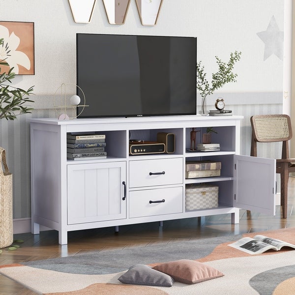 Nestfair TV Stand for TV up to 68 in with 2 Doors and 2 Drawers