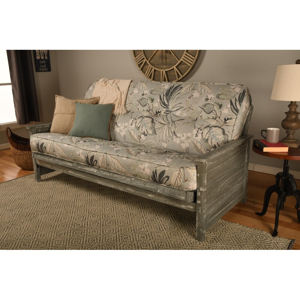 Somette Lexington Full size Futon Set in Weathered Gray Finish with Mattress