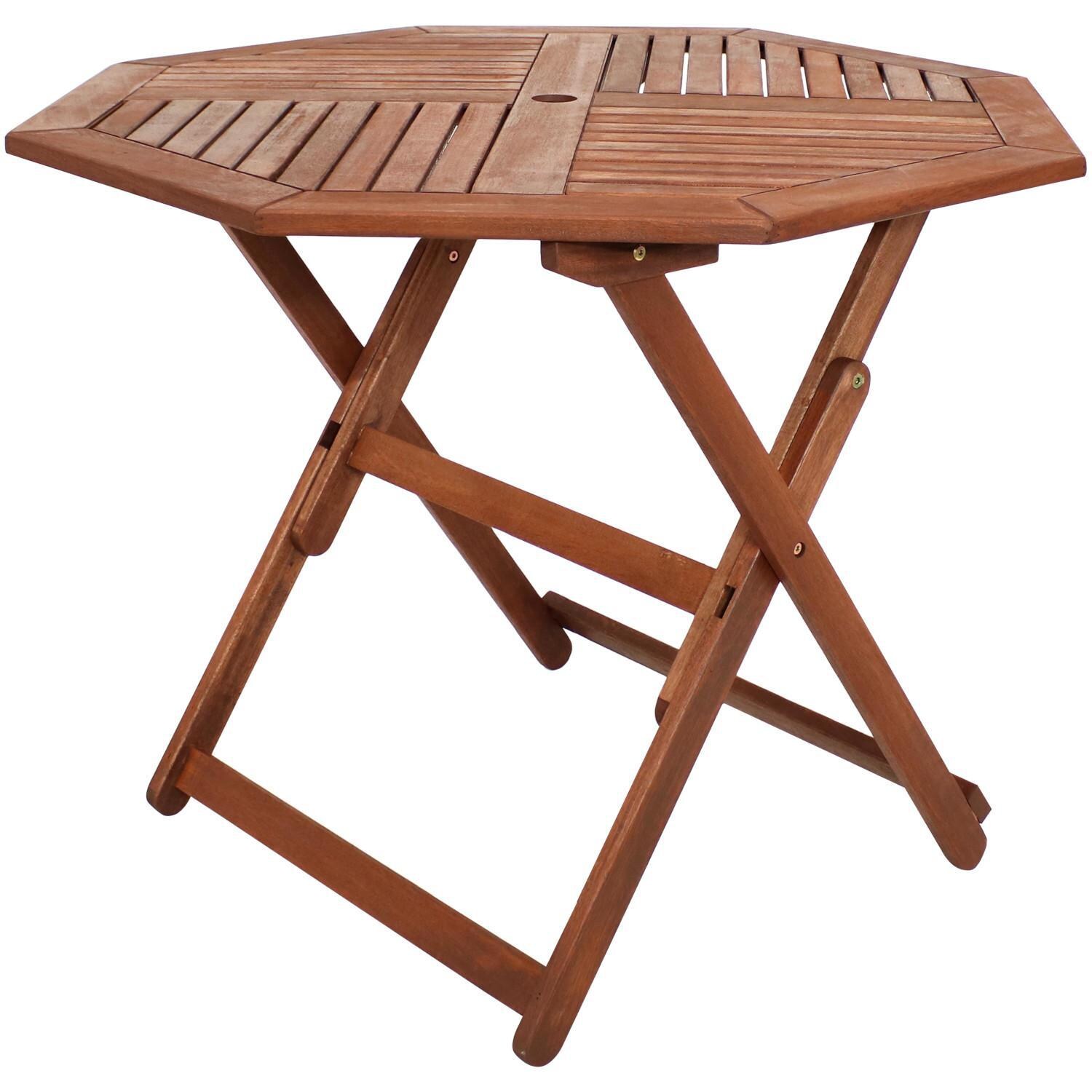 Ultimate Patio 35 1/2-Inch Octagon Meranti Wood Folding Table W/ Teak Oil Finish