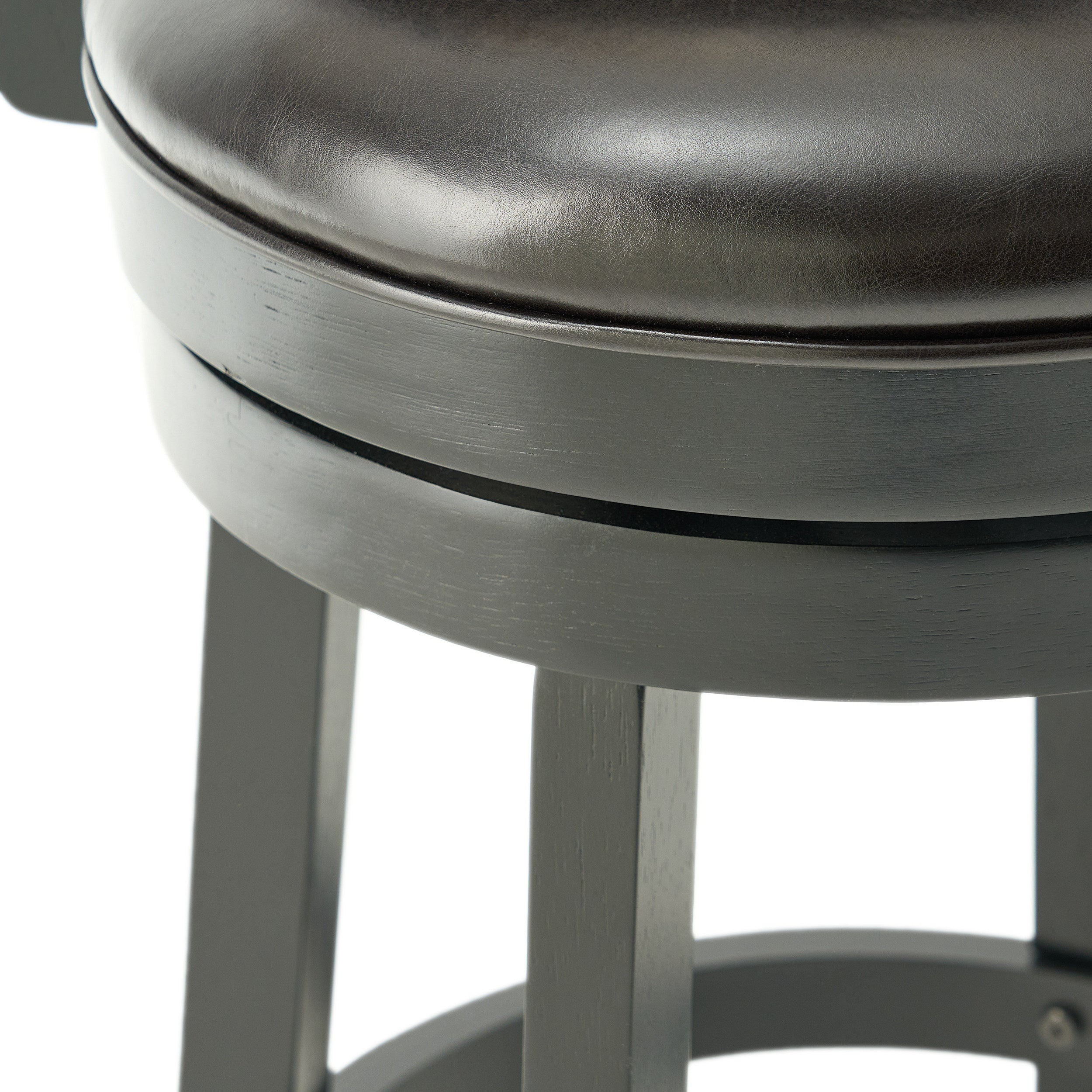 Davis 24-Inch Black Bonded Leather Swivel Backed Counter Stool